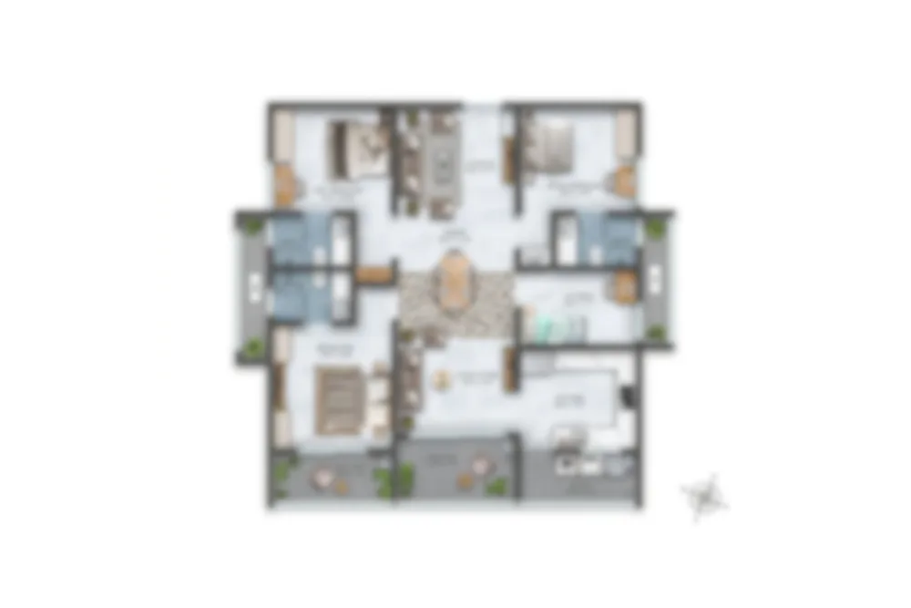 4 BHK + Deck Floor Plan